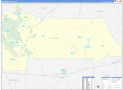 San Miguel County, NM Wall Map Zip Code Basic Style 2024